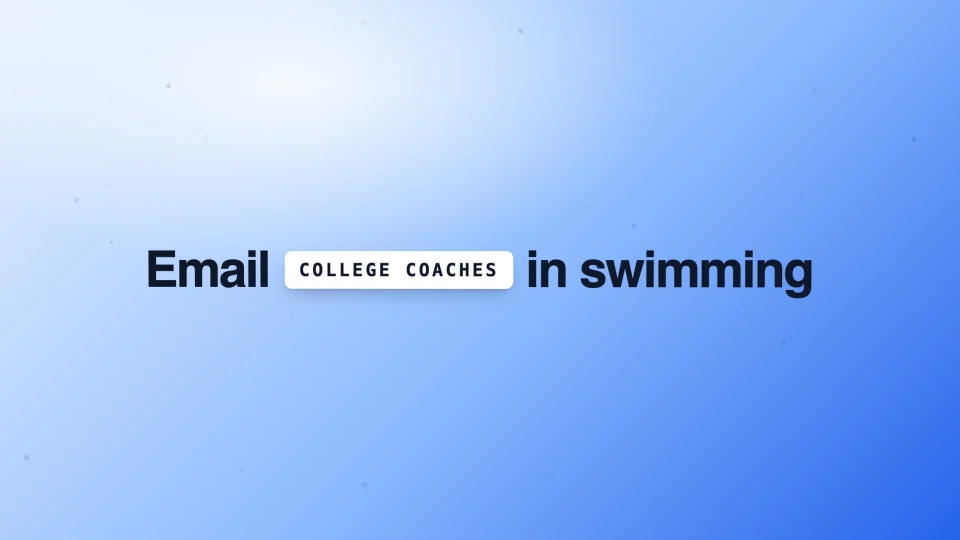 Kinetic type frame: 'Email COLLEGE COACHES in swimming'.